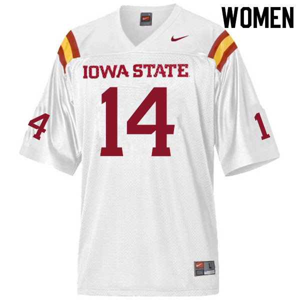 Women #14 Aidan Bouman Iowa State Cyclones College Football Jerseys Sale-White